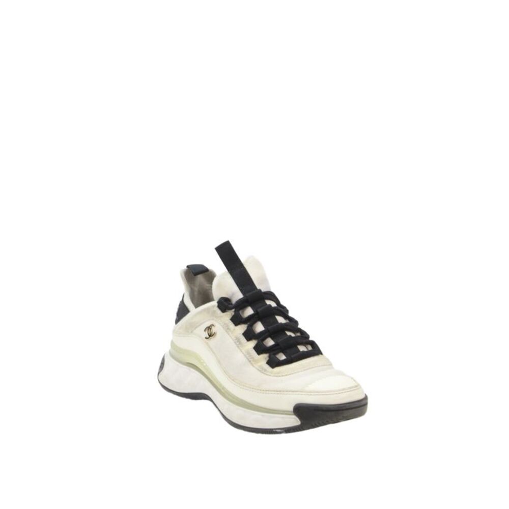 Chanel Womens Suede CC Interlocking Logo Sneakers White Black Size 38 8